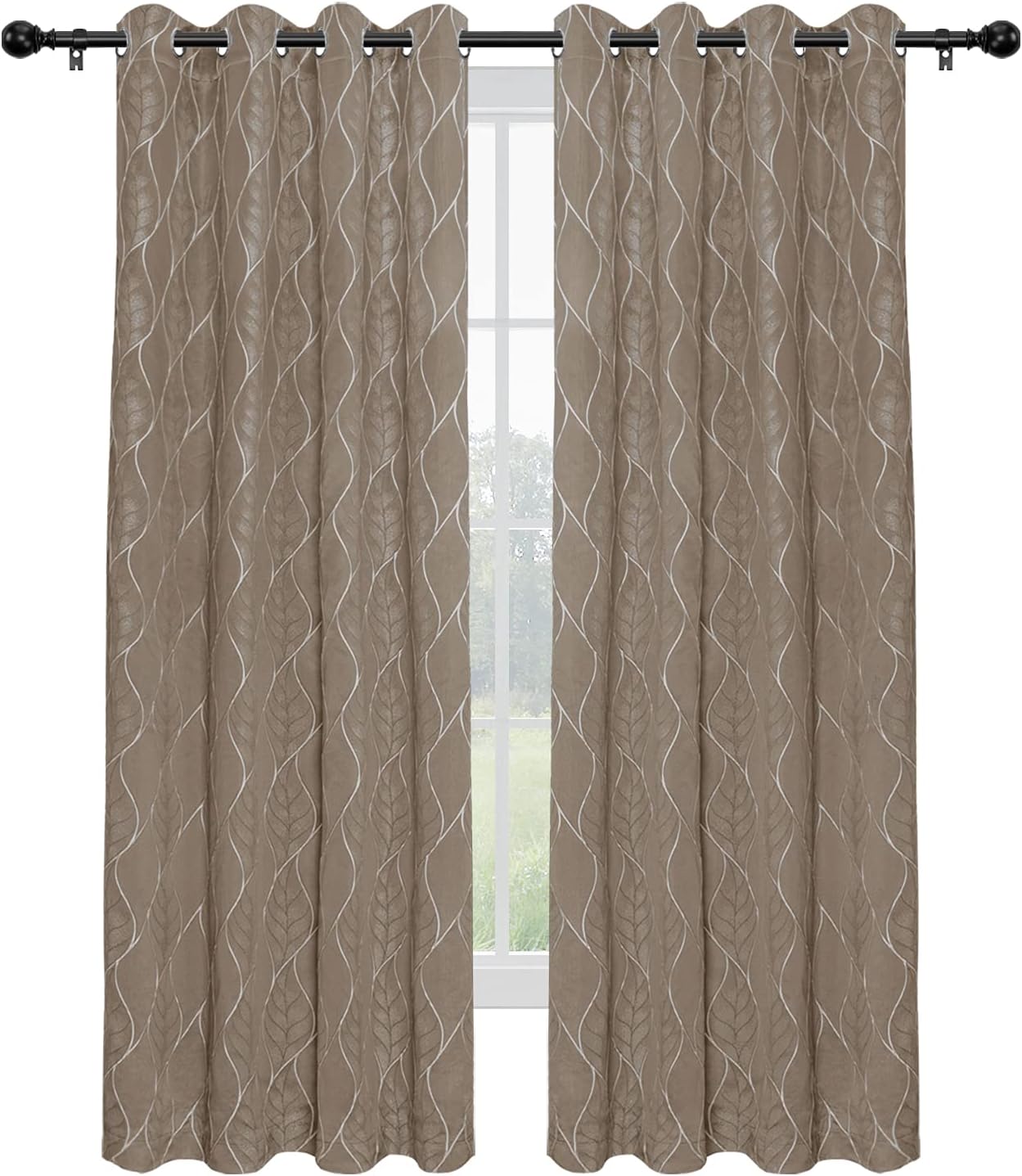 3D Jacquard 100% Blackout Curtain, 2 Panels, 52x63 in, Camel M925