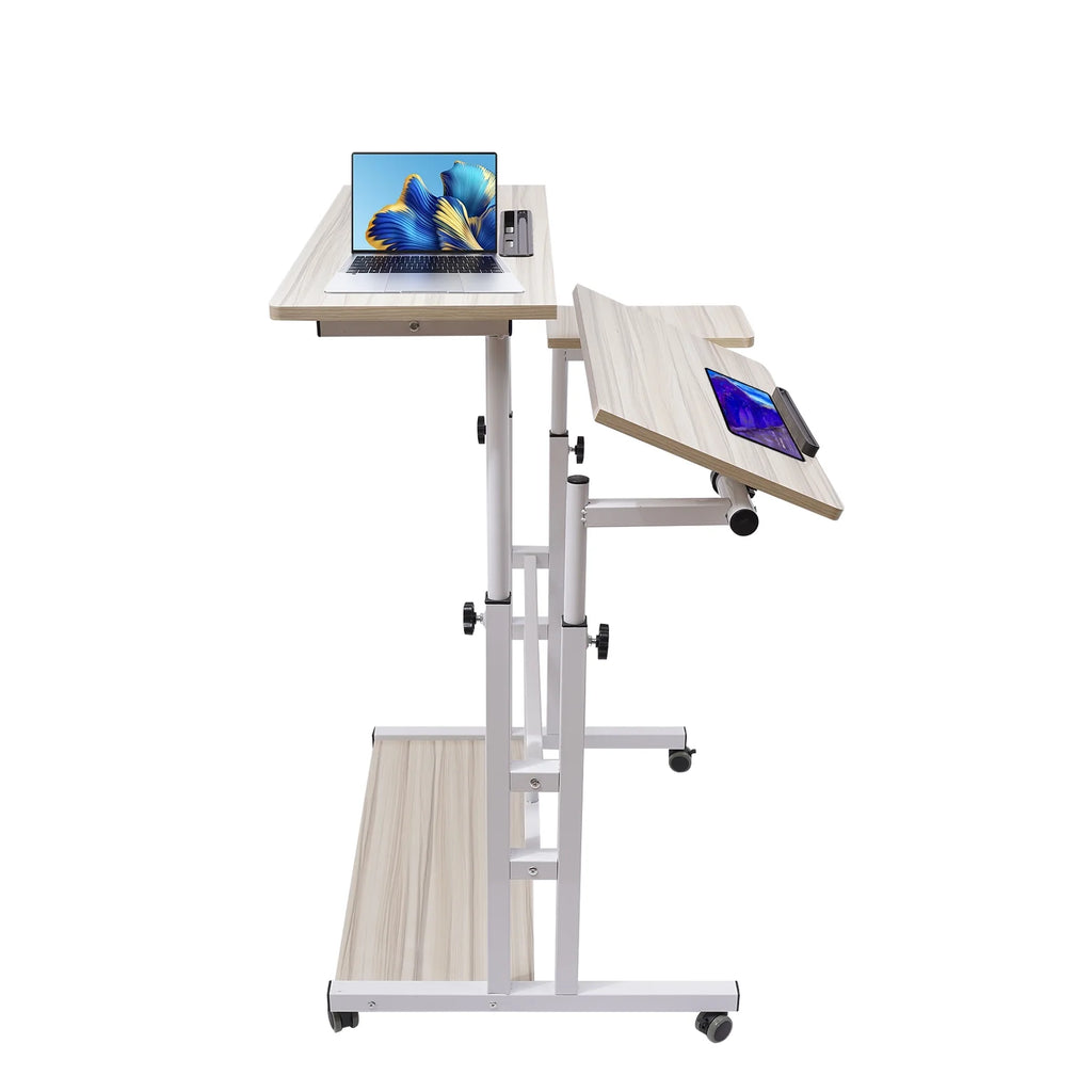 Adjustable Mobile Stand Up Desk with Footrest W621