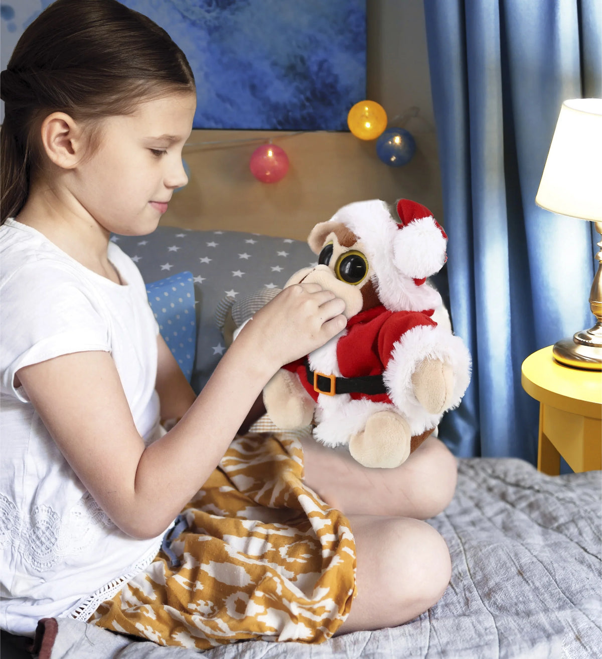 Santa Big Eye Monkey Stuffed Animal Plush Toy, 6 Inches M8527