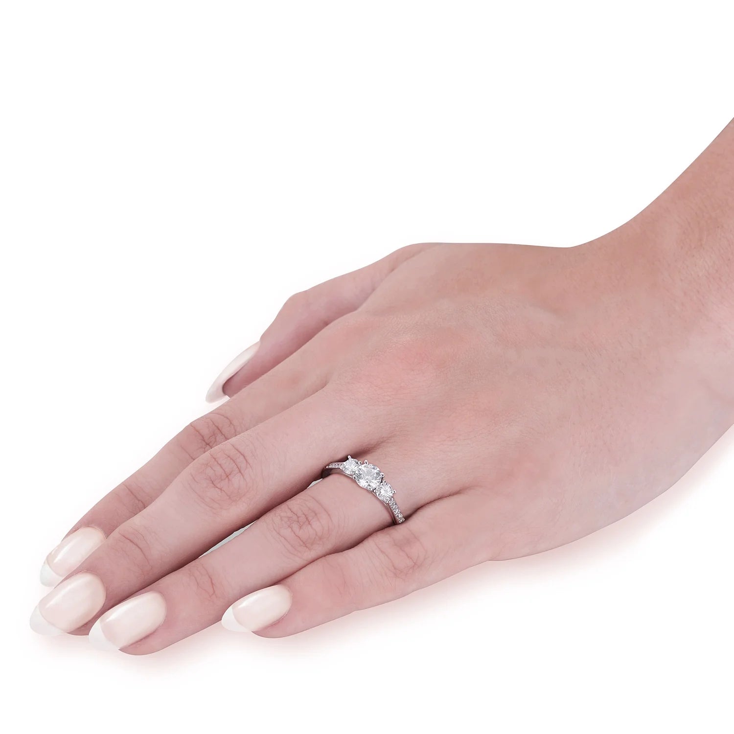14k White Gold 3-Stone Lab Grown Diamond Engagement Ring K74278