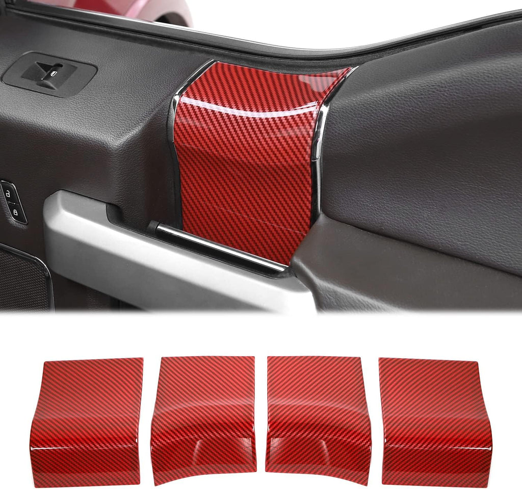 Red Carbon Fiber Interior Door Handle Panel Trim Cover Accessories Pack of 2 F50353