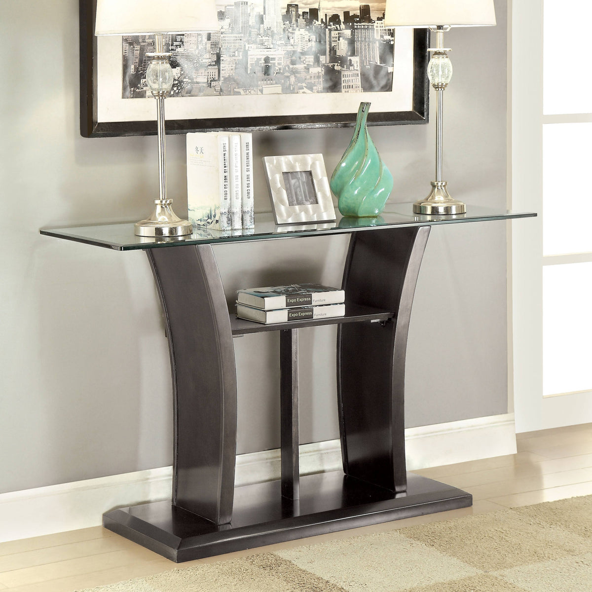 Grey Solid Wood Sofa Table Y6415