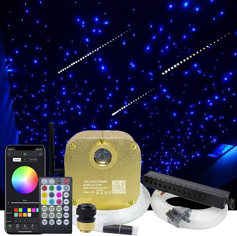 Fiber Optic Light Kit 20W RGBW Dual-Head Star Ceiling Light with 620pcs Mixed Fiber Optic Strands B653