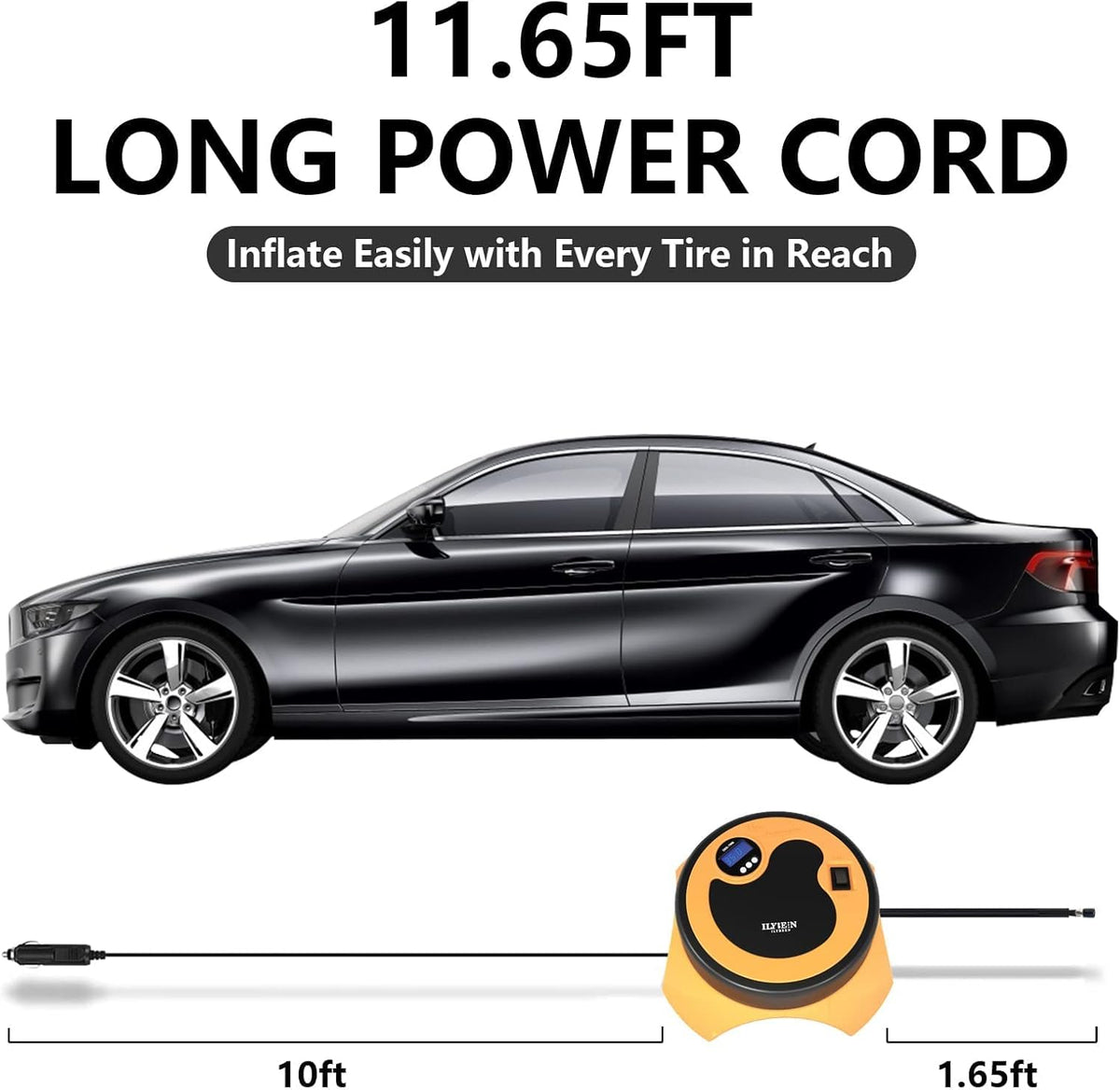 Tire Inflator Portable Air Compressor, DC 12V Auto Tire Pump, Digital Air Pump with LED Light, Long Power Cord Auto Shut Off, Pack of 2 X40147