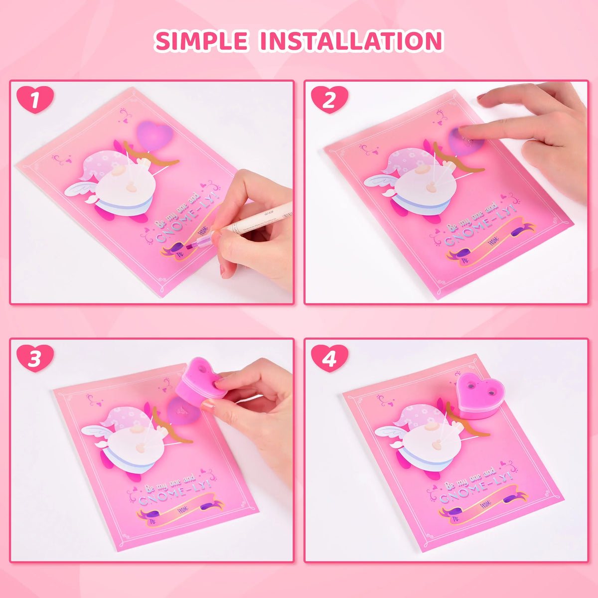 28Pcs Valentine Heart Butter Slime with Gnome Cards L84732