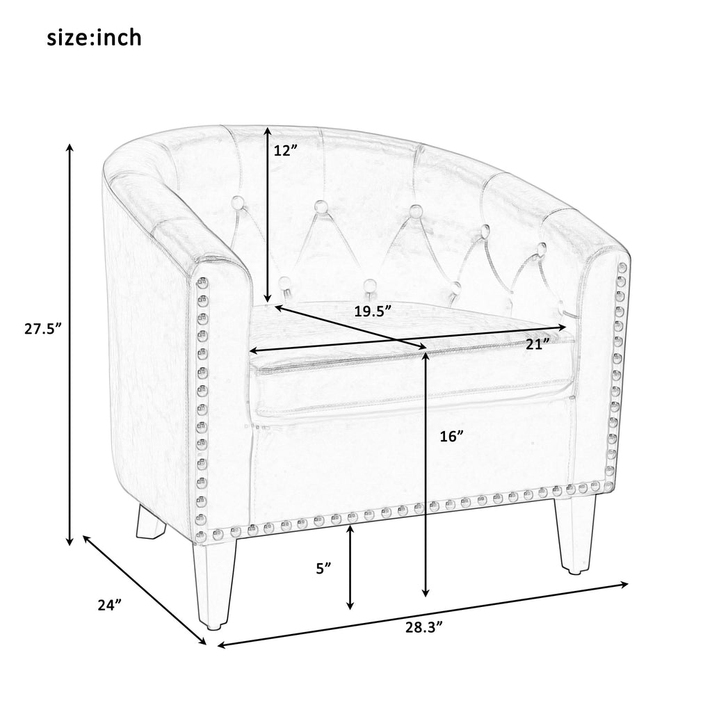 Tan Button Tufted Linen Accent Chair F408900