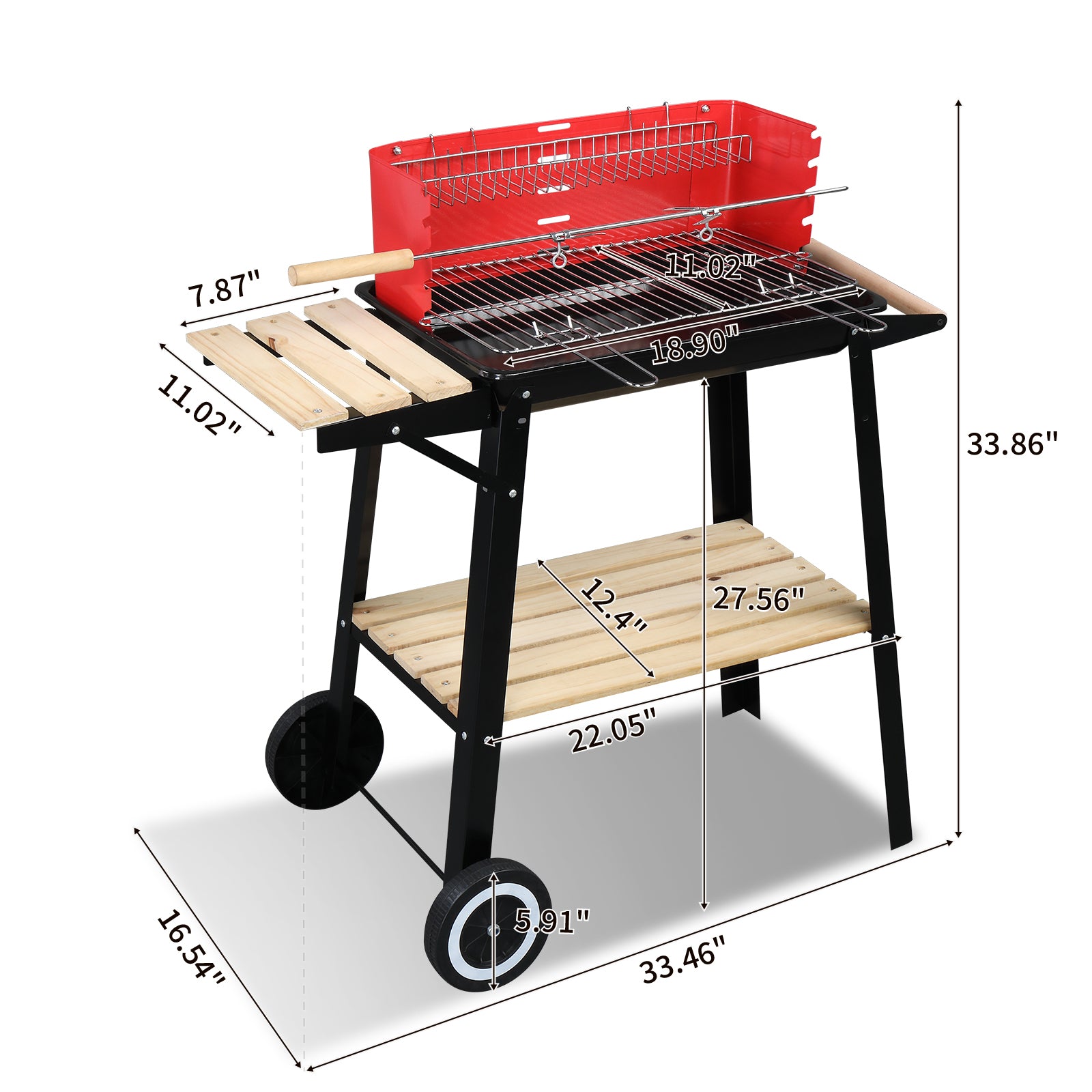 Square Enamel Charcoal Oven Black Red K144032