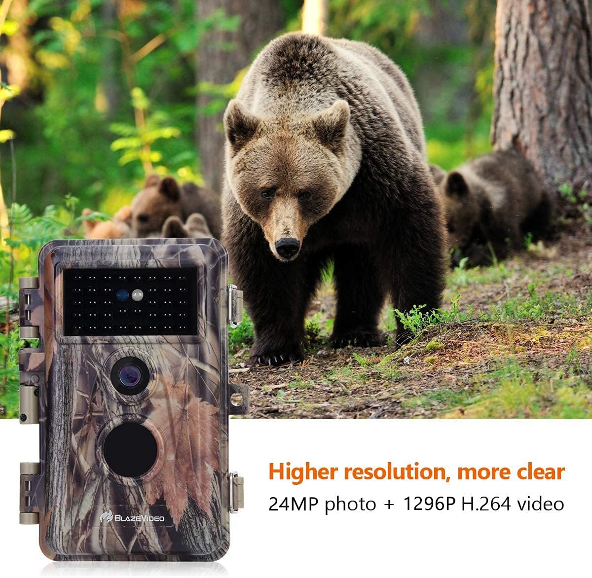2-Pack 24MP Full HD 1296P Night Vision Motion Activated Waterproof Deer Cameras Q438