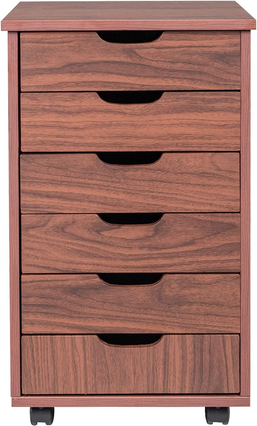 White 6-Drawer Mobile File Cabinet with Lockable Casters A191