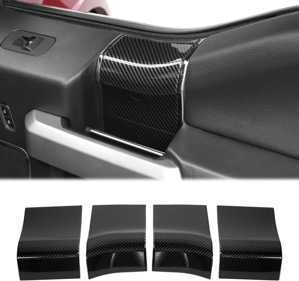 Red Carbon Fiber Interior Door Handle Panel Trim Cover Accessories Pack of 2 F50353