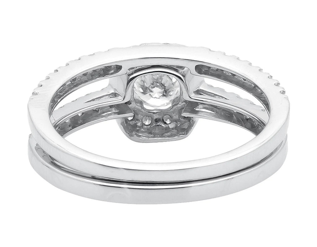 White Gold Halo Diamond Bridal Ring Set I25283