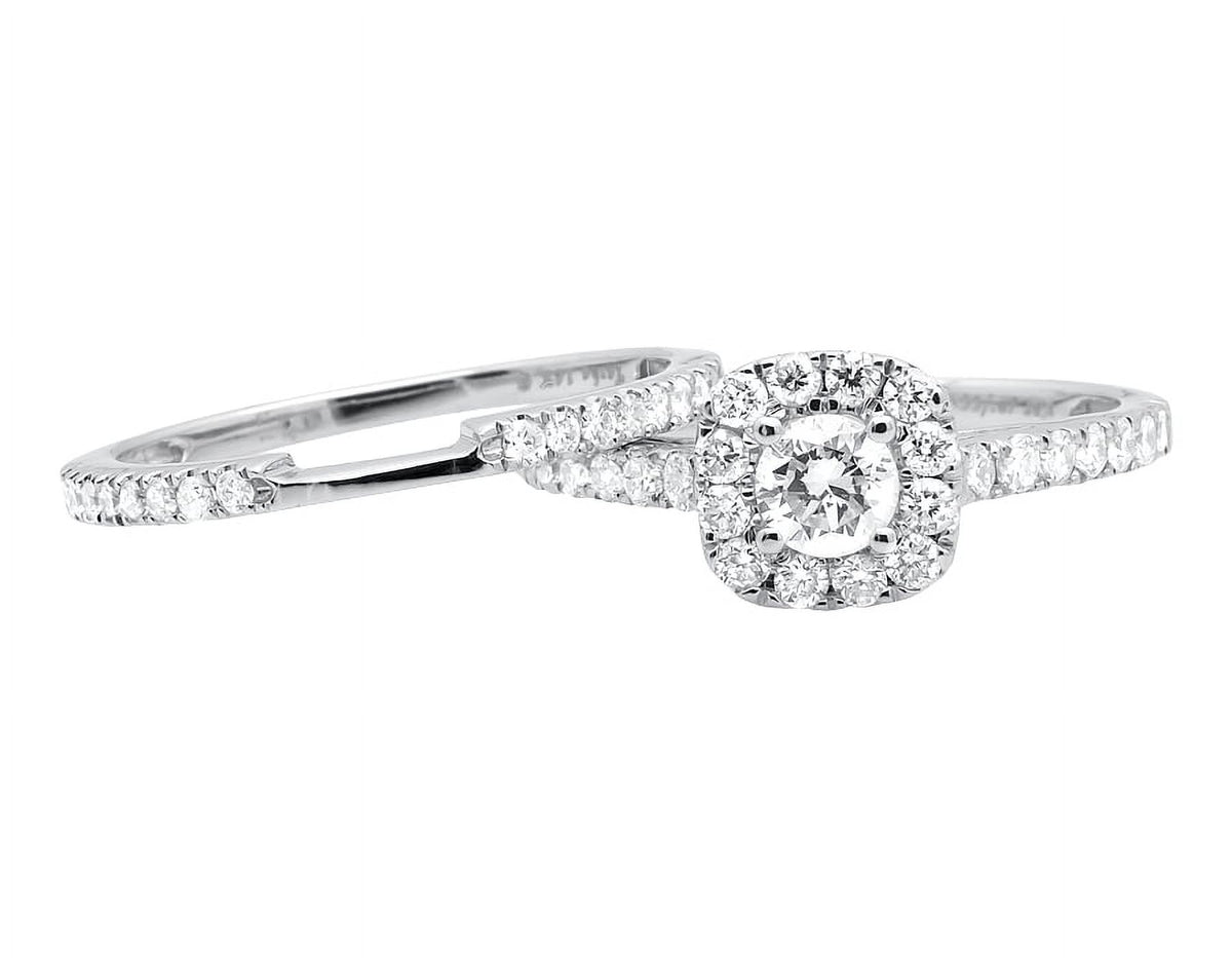 White Gold Halo Diamond Bridal Ring Set I25283