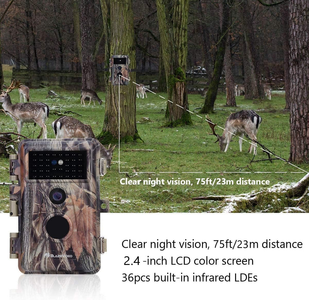 2-Pack 24MP Full HD 1296P Night Vision Motion Activated Waterproof Deer Cameras Q438