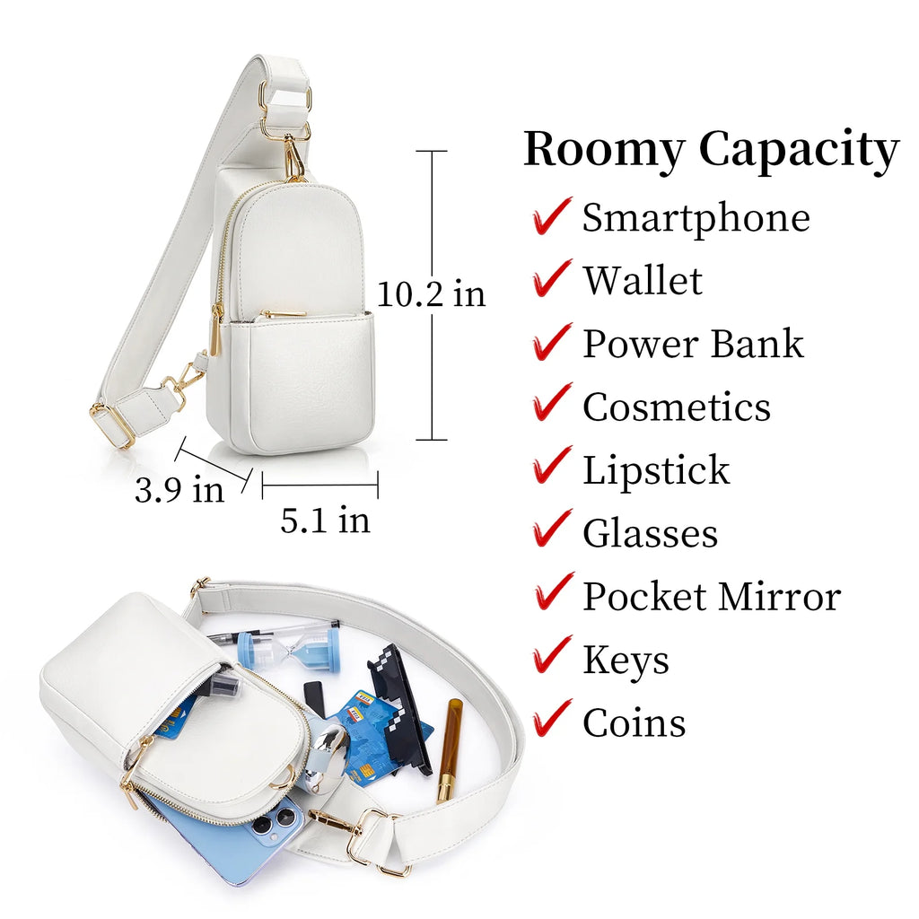 Women Chest Bag Sling Bag Small Crossbody PU Leather Shoulder Backpack D47434