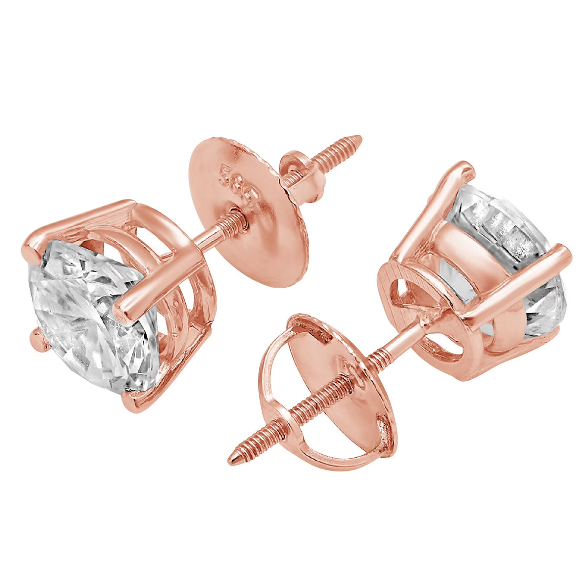18K Rose Gold Diamond Stud Earrings Z65959