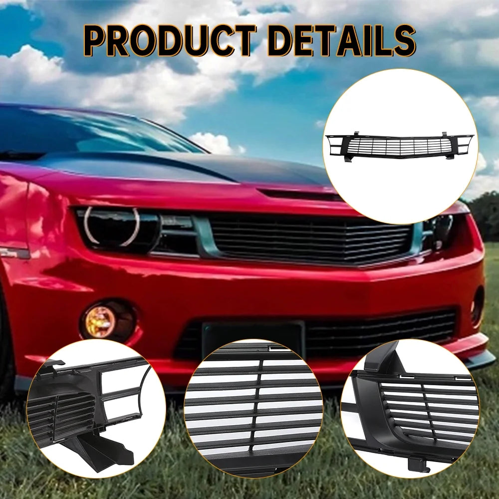 Front Heritage Bumper Upper Grille Grill Mesh for 2010-2015 Chevrolet Camaro SS LT ZL1 Dark Argent P496