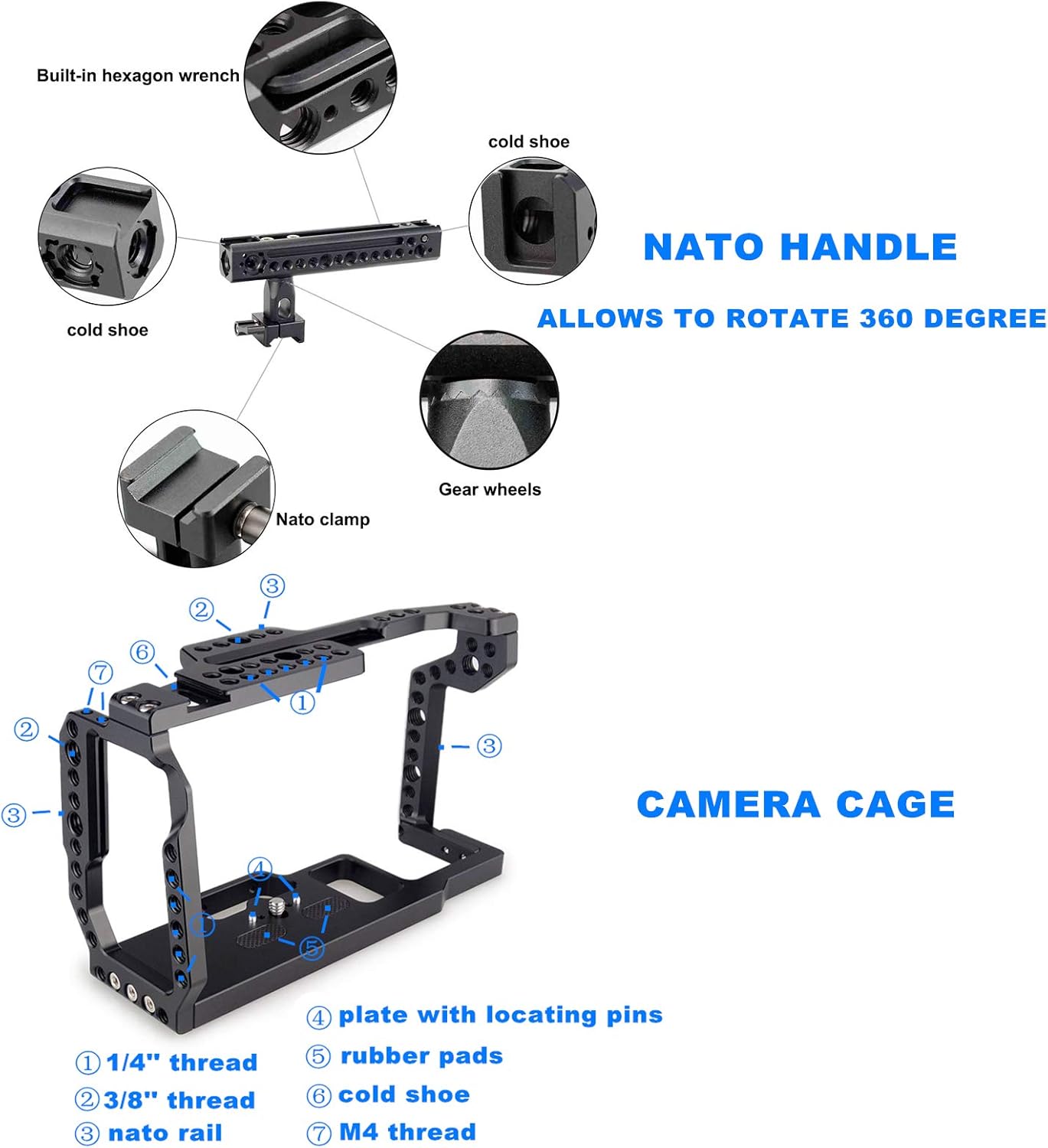 BMPCC 4K & 6K Cage with Rotating NATO Handle, T5 SSD Mount S71599