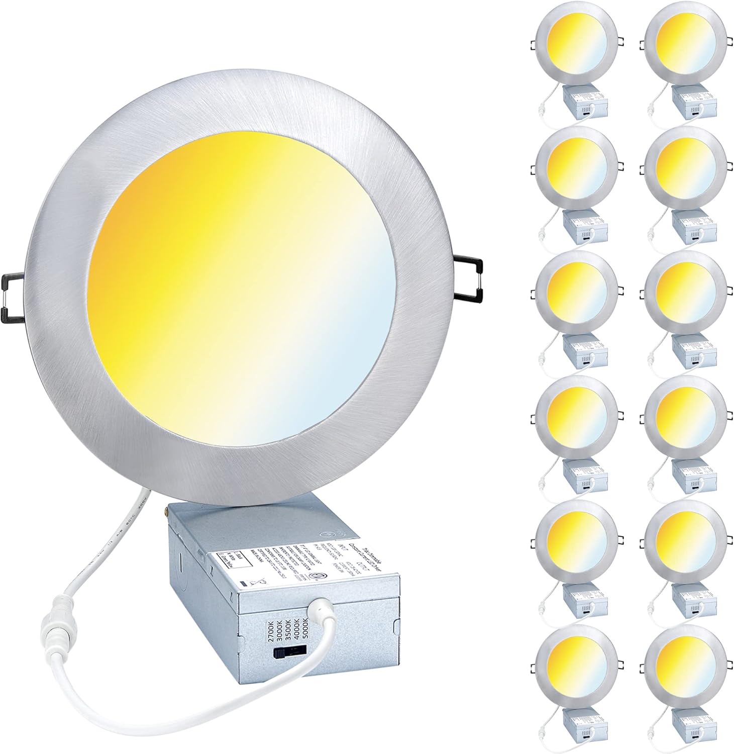 12W 5CCT Changeable Brushed Nickel LED Recessed Lights 12Pack M147