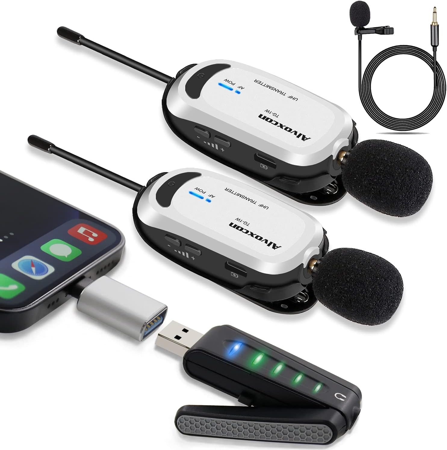 Wireless USB Dual Lavalier Microphone System with Monitor Jack L5675