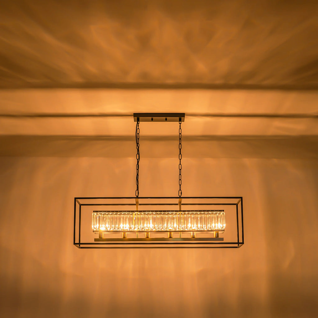 6-Light Rectangular Crystal Chandelier E687445