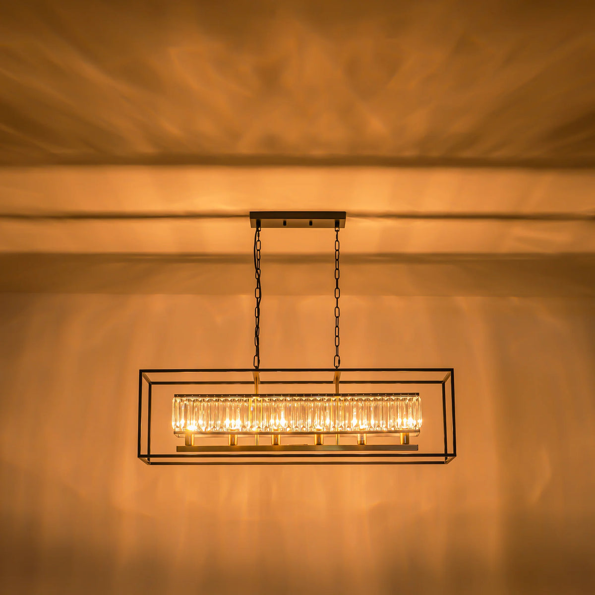 6-Light Rectangular Crystal Chandelier E687445