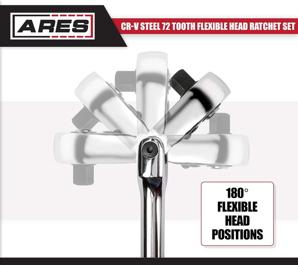 4-Piece 72-Tooth Flex Head Ratchet Set Chrome Vanadium Steel E679361