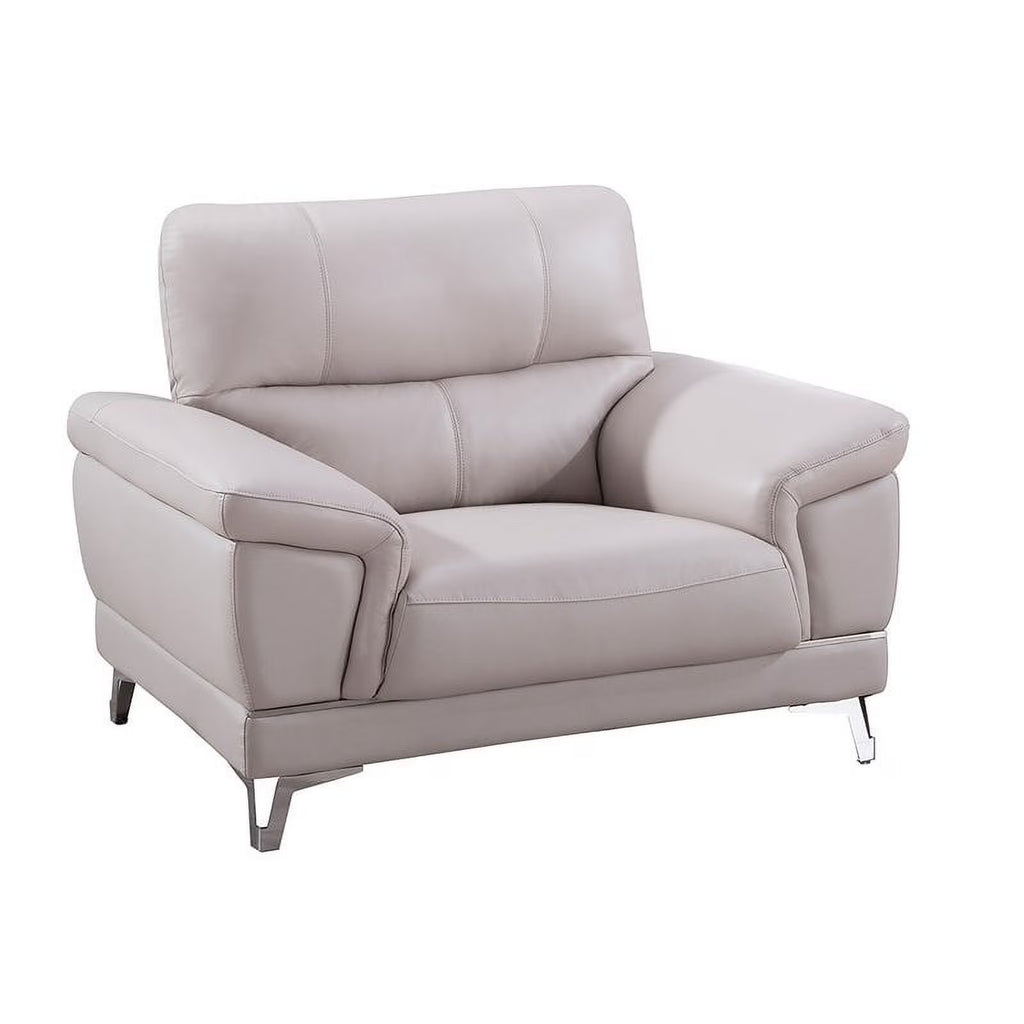 Genuine Leather Accent Chair in Light Gray S914372