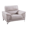 Genuine Leather Accent Chair in Light Gray S914372