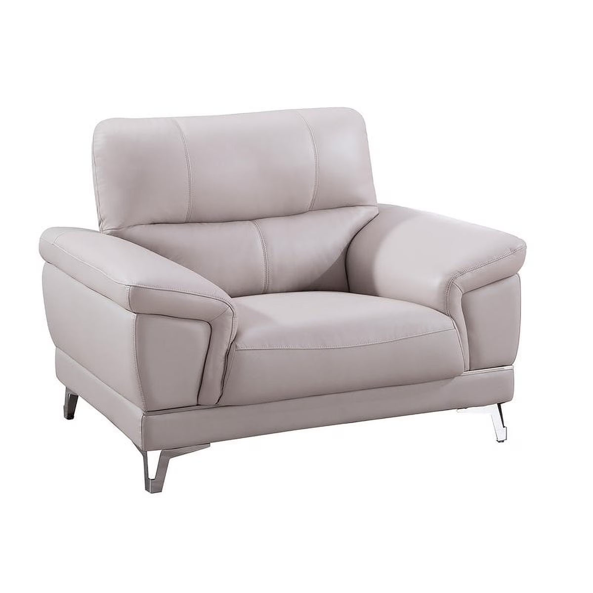 Genuine Leather Accent Chair in Light Gray S914372