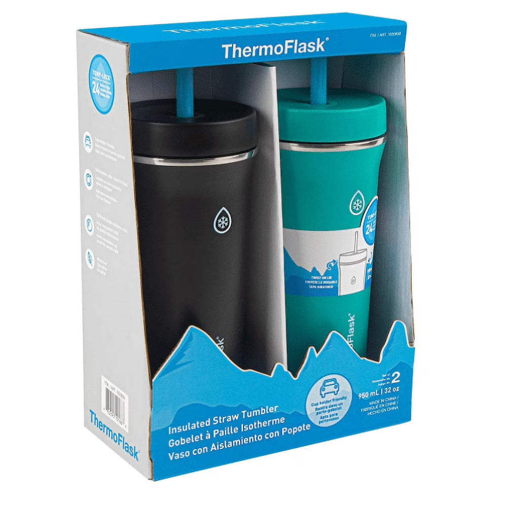 Black/Teal Green 32oz Insulated Straw Tumbler 2-Pack L286816