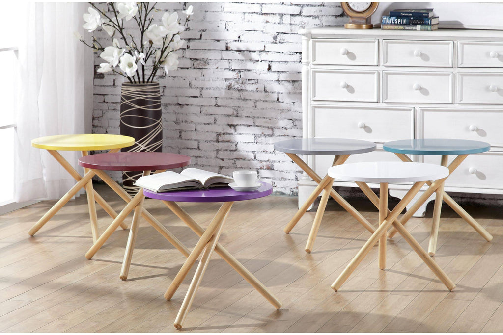 White & Natural End Table W604