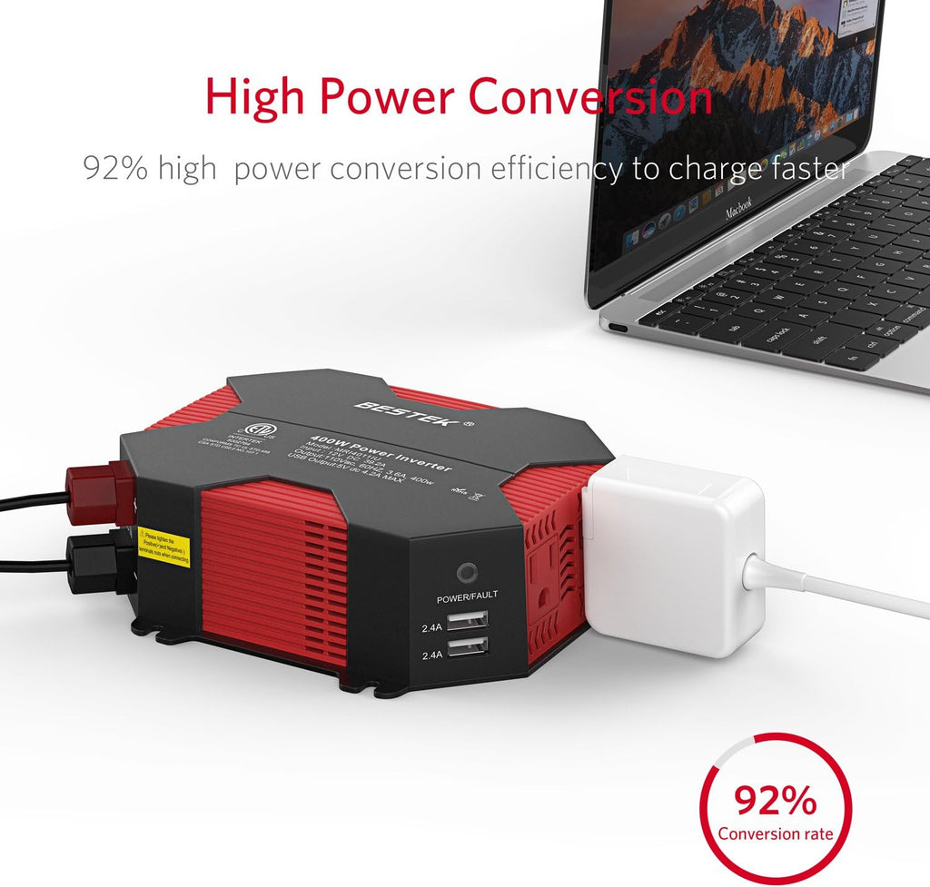 400W Car Power Inverter DC 12V to AC 110V with 4 USB Charging Ports Pack of 2 B49667