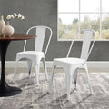 White Metal Slat Stacking Side Chair T779