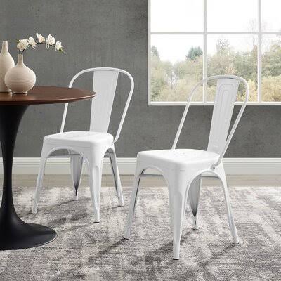 White Metal Slat Stacking Side Chair T779