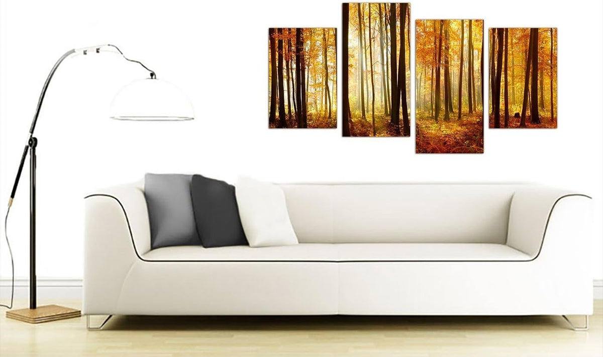 Orange Autumn Forest Scene Woodland Trees Canvas, 51 Inches Wide, Pack of 2 P32278