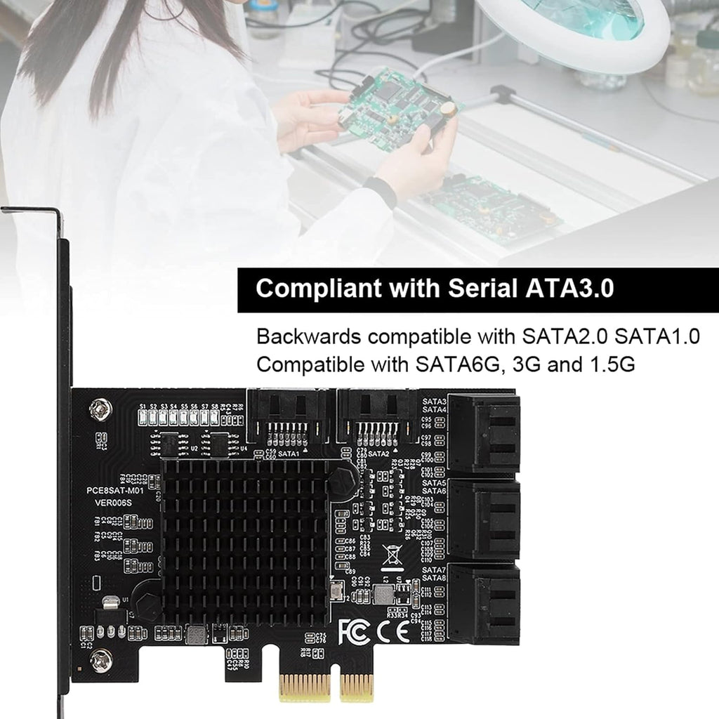 PCI-E to SATA 3.0 8 Ports Adapter Card with Driver Disc Q56412