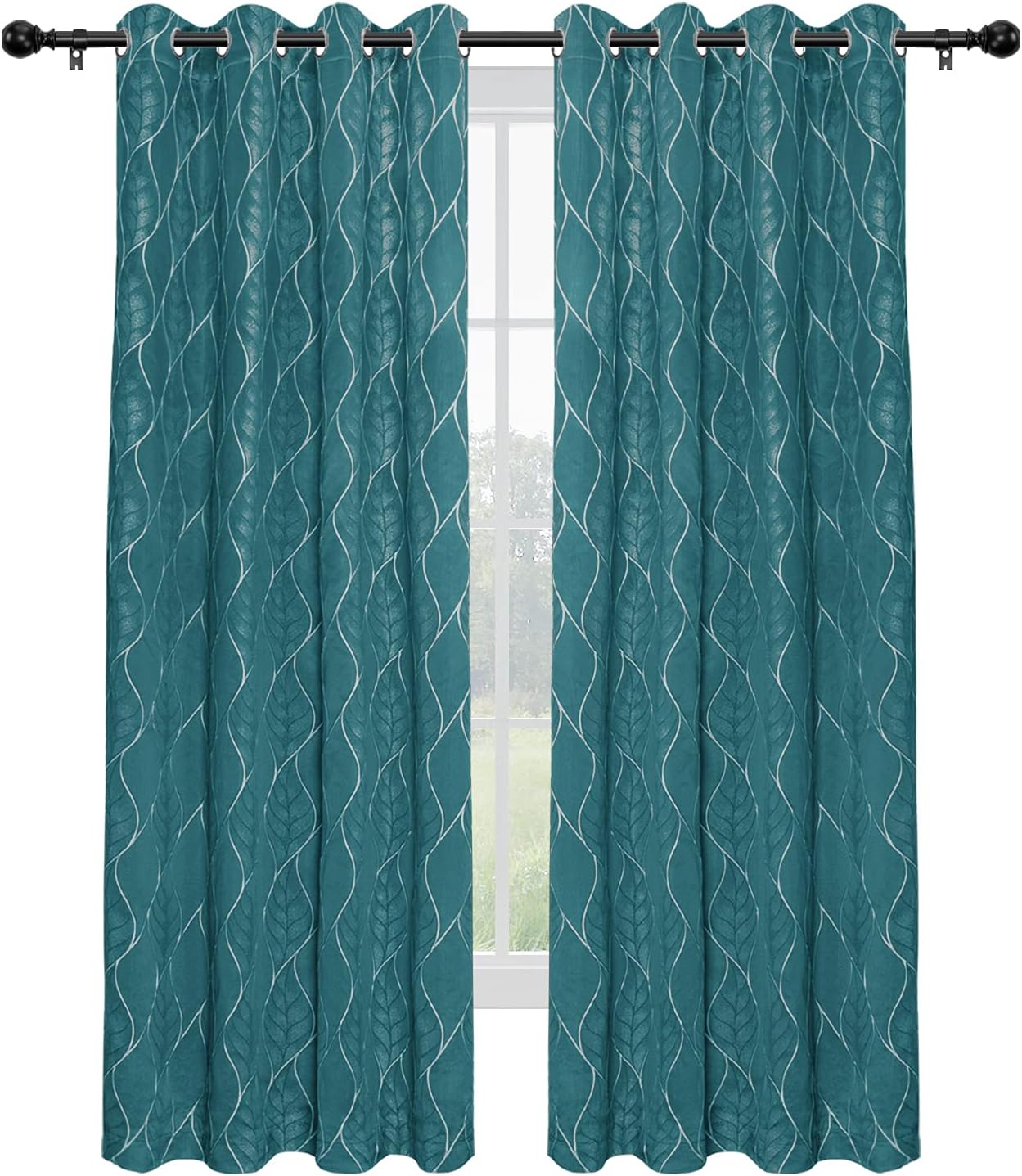 3D Jacquard 100% Blackout Curtain, 2 Panels, 52x63 in, Camel M925