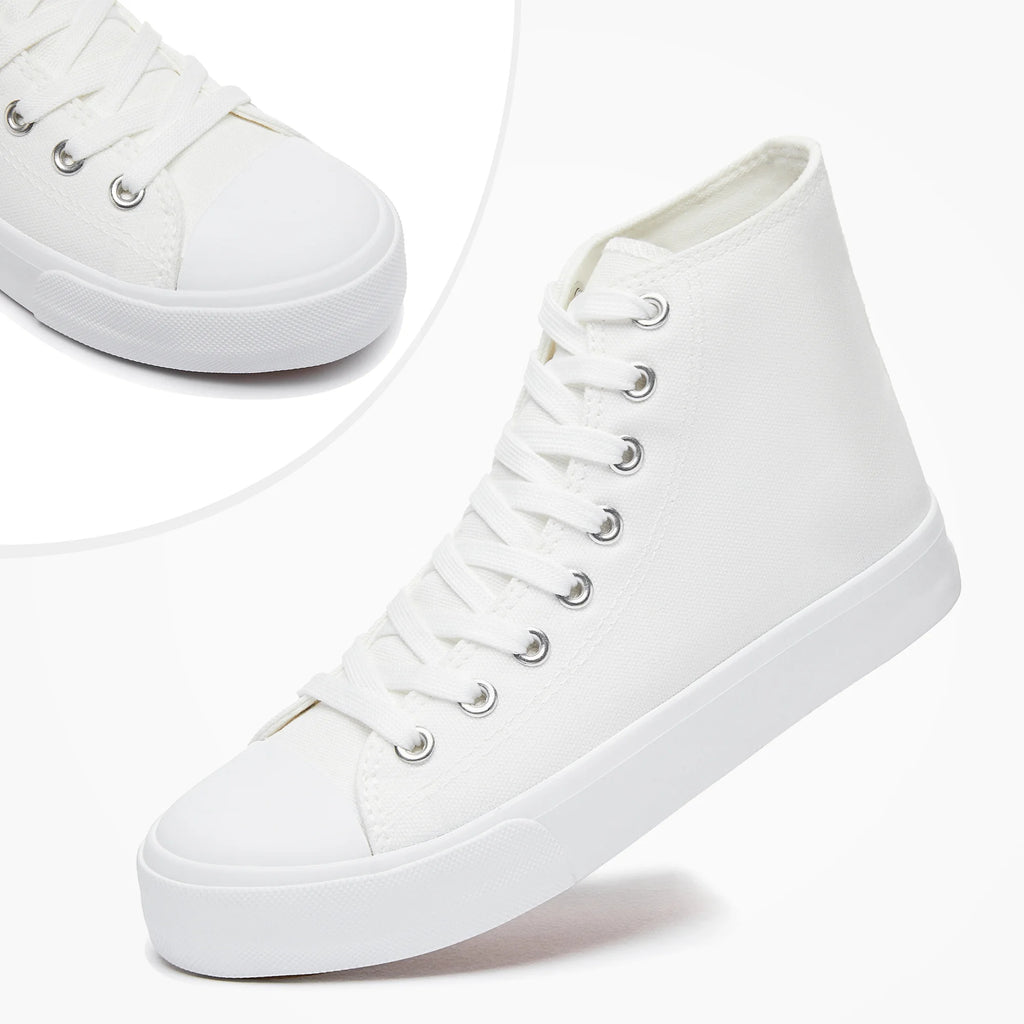 Off-White Canvas High Top Lace-Up Sneakers I495919