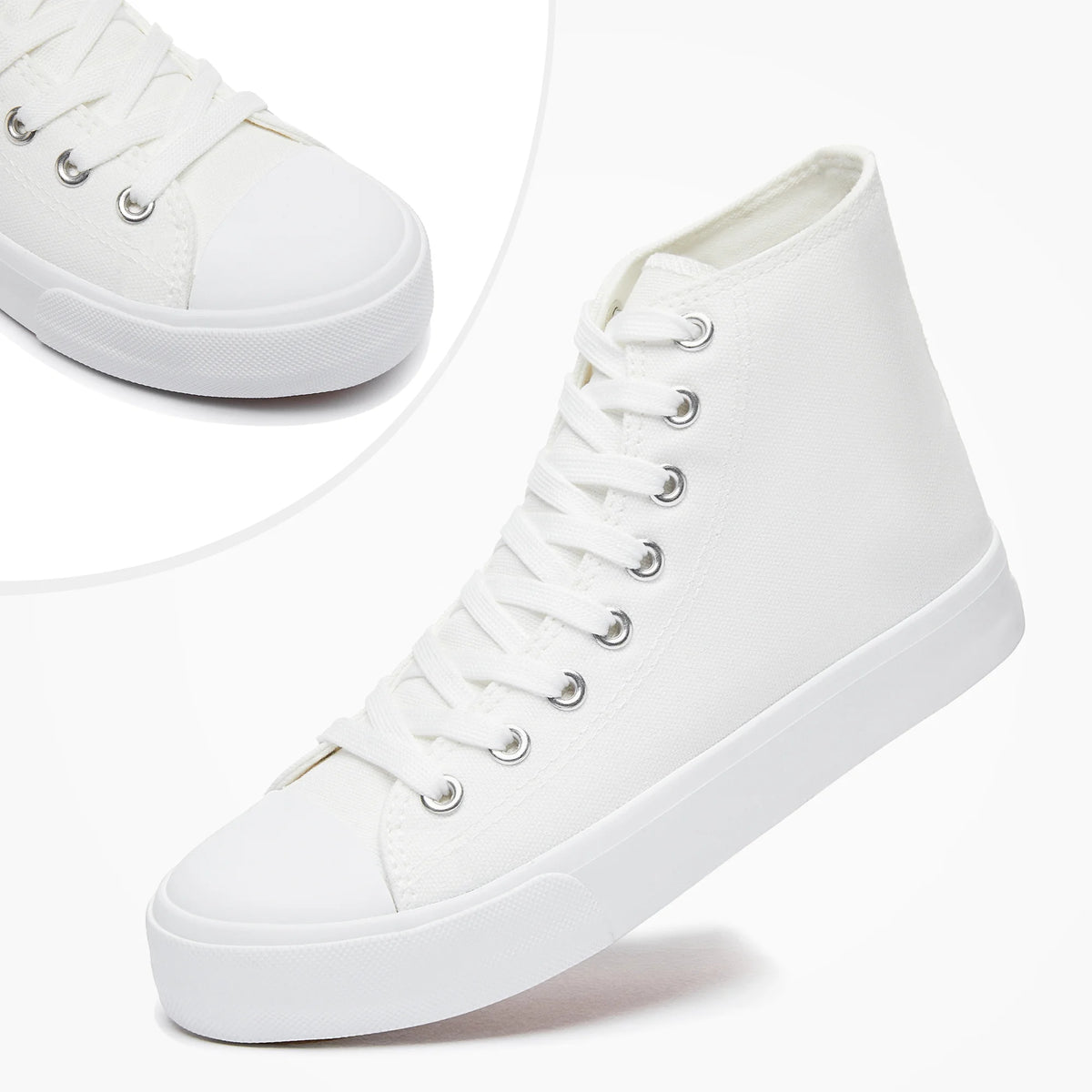 Off-White Canvas High Top Lace-Up Sneakers I495919