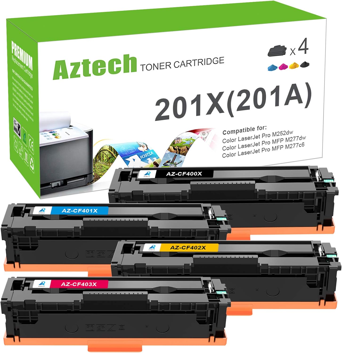 201X Toner Cartridge 4-Pack Black Cyan Yellow Magenta P373