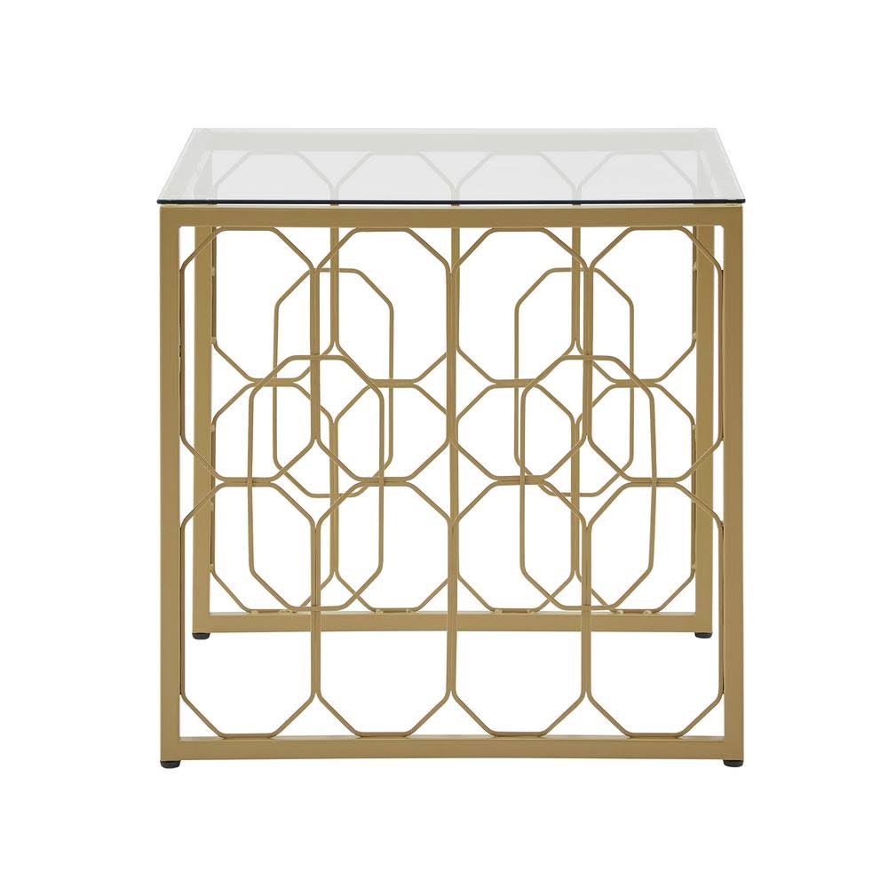 Gold Metal and Glass End Table A398