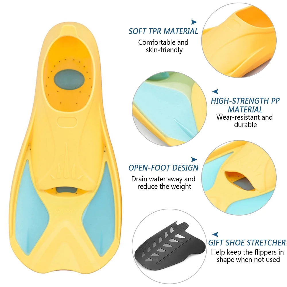Kids Short Swim Fins for Snorkeling Training A217139