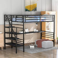 Black Twin Metal Loft Bed Frame with Desk R29124