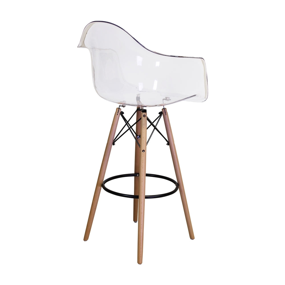 Clear Counter Stool with Wooden Dowel Base K46123