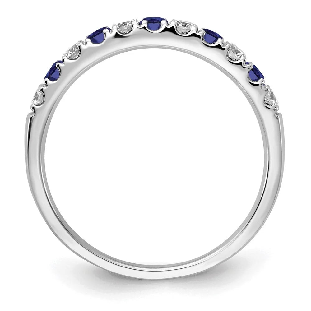 14k White Gold Sapphire & Lab Grown Diamonds Engagement Ring J6178