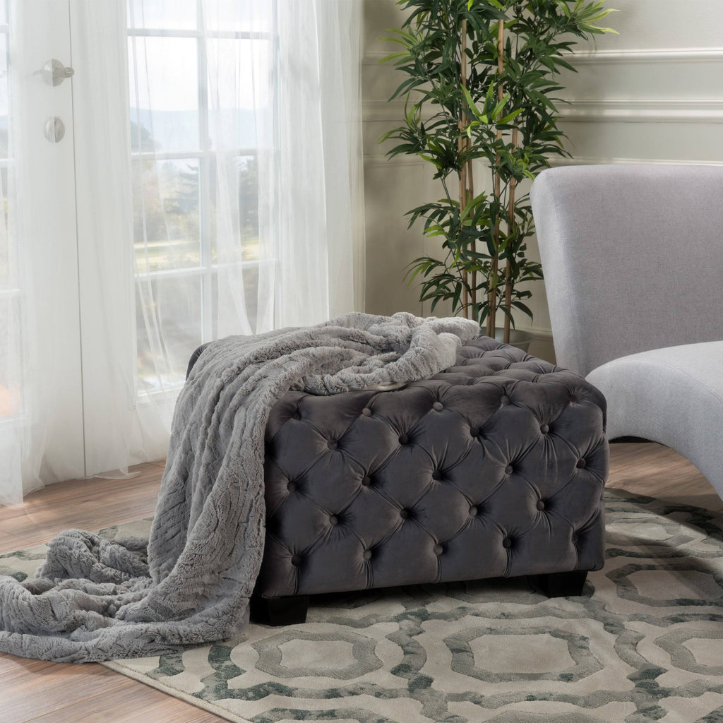 Grey Velvet Ottoman C2308