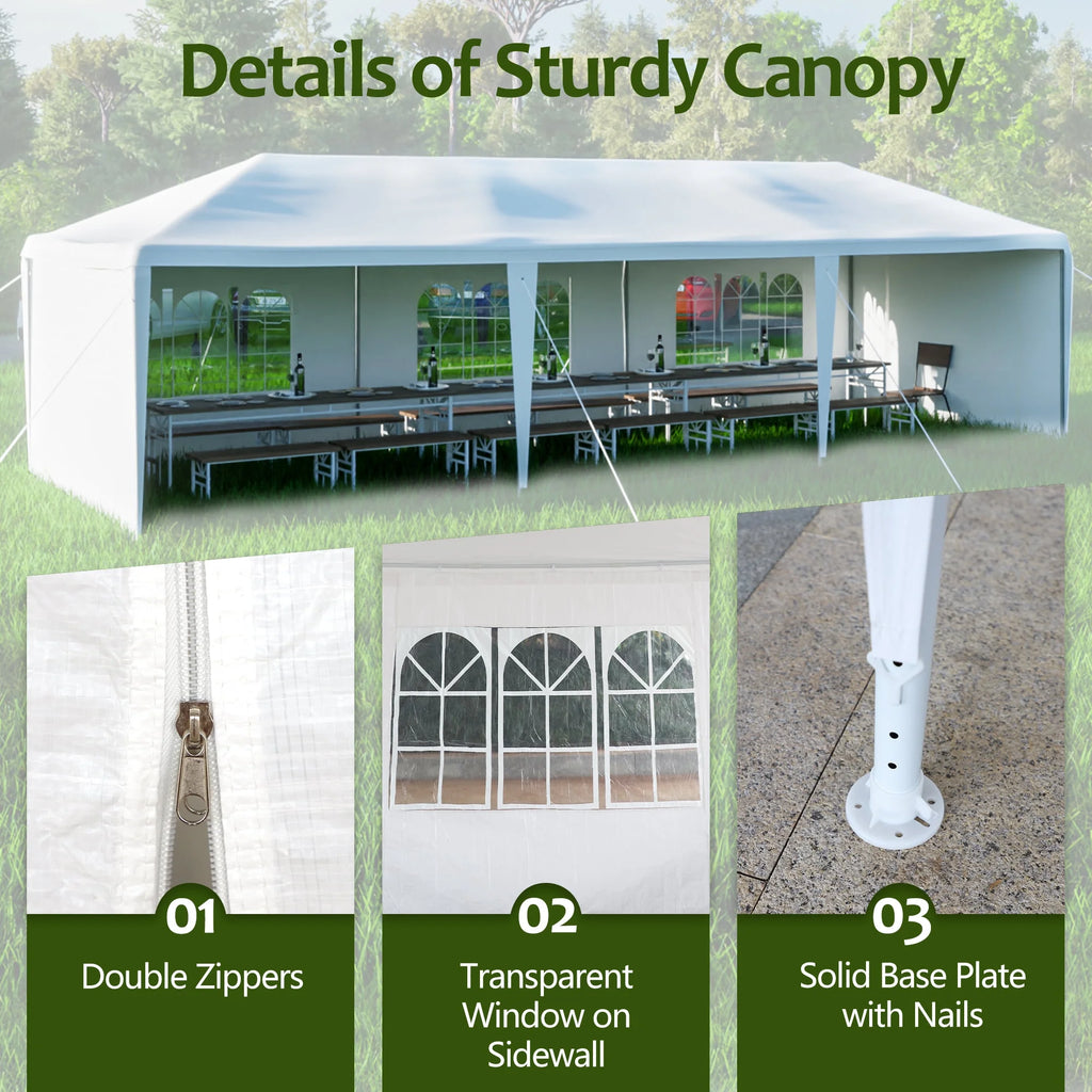 10x30' Outdoor Canopy Tent with 5 Removable Sidewalls I3897