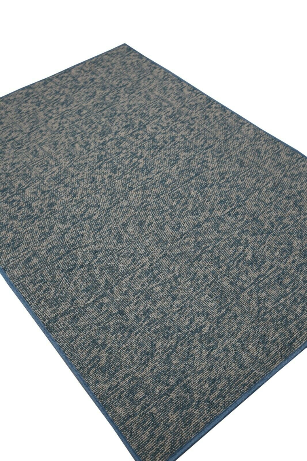 Blue 60" x 120" Half Round Solid Color Rug D830