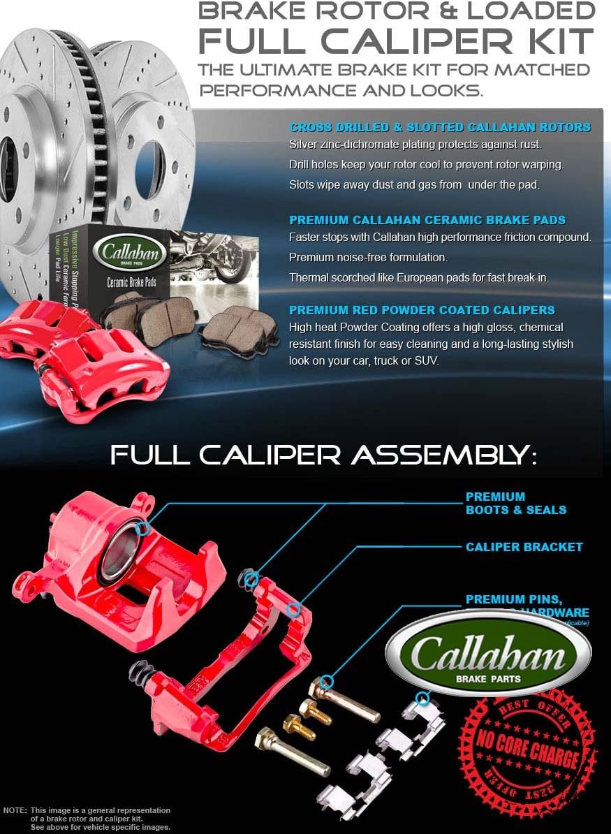 Powder Coated Red Calipers Rotors Ceramic Pads Performance Kit R70796