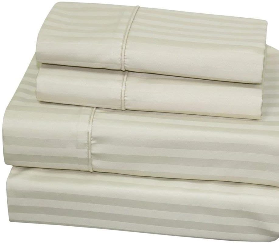White 4 Piece Cotton Blend Sateen Bed Sheets, Cal King Z3235